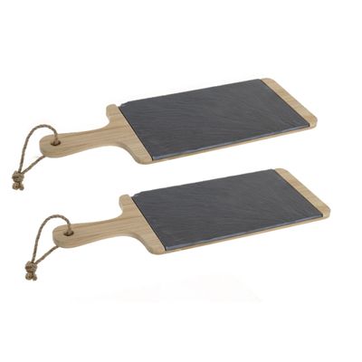 2x stuks luxe houten snijplanken 42 x 15 cm zwart