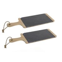 2x stuks luxe houten snijplanken 42 x 15 cm zwart