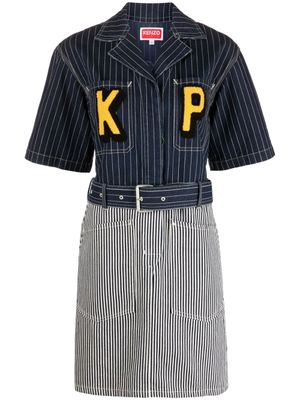Kenzo robe-chemise en jean à patch logo - Bleu