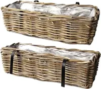 Van der Leeden Rotan balkonbak 60cm antiek grijs