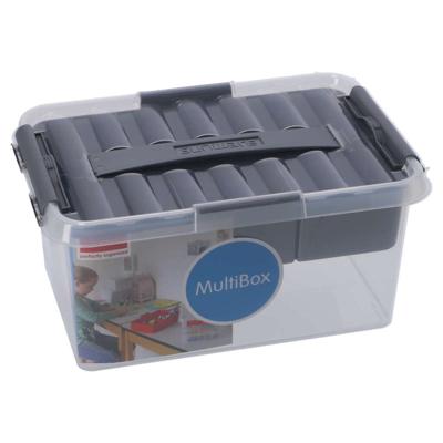 Sunware q-line opbergbox met inzet 6l transparant/grijs