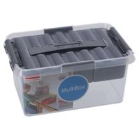 Sunware q-line opbergbox met inzet 6l transparant/grijs