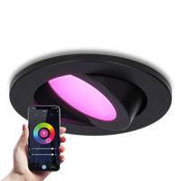 Vienna - Smart inbouwspot - IP65 waterdicht - 6 Watt 450 Lumen - Wifi + Bluetooth - RGBWW - GU10 - Google Home, Amazon Alexa en Siri - Voor binnen, buiten en badkamer - Zwart