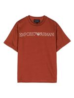 Emporio Armani Kids t-shirt en coton à logo brodé - Marron - thumbnail