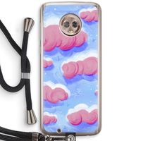 Roze wolken met vogels: Motorola Moto G6 Transparant Hoesje met koord