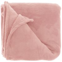 Fleece deken/plaid Bailey 130 x 180 cm - roze - thumbnail