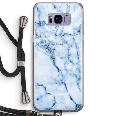 Blauw marmer: Samsung Galaxy S8 Plus Transparant Hoesje met koord