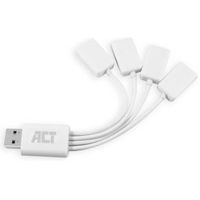 ACT USB Hub 2.0, 4x USB-A, flexibel, wit