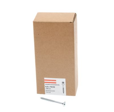 Spaanplaatschroef verzinkt platkop torx-25 6.0X70/42 deeldraad (100) Spaanplaatschroef verzinkt platkop torx-25 6.0X70/42 deeldraad (100)
