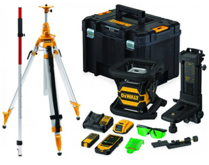 DeWalt DCE080D1GS-SET | roterende groene laser | 18V | 2.0Ah Li-Ion | Set | + DE0737 Meetlat + DE0736 statief - DCE080D1GS-SET