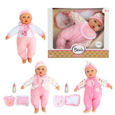 Beau Baby babypop met fles en slabber, 40cm