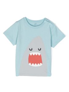 Stella McCartney Kids t-shirt en coton à imprimé requin - Bleu