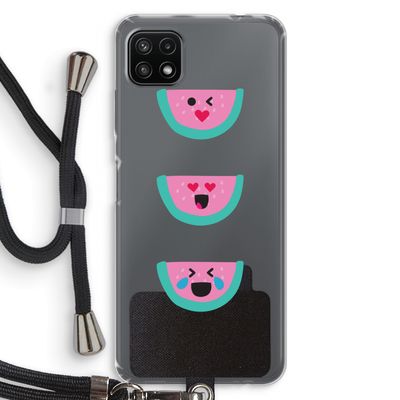 Smiley watermeloen: Samsung Galaxy A22 5G Transparant Hoesje met koord