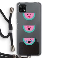 Smiley watermeloen: Samsung Galaxy A22 5G Transparant Hoesje met koord