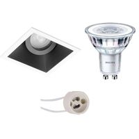 LED Spot Set - Pragmi Zano Pro - GU10 Fitting - Inbouw Vierkant - Mat Zwart/Wit - Kantelbaar - 93mm - Philips - CorePro - thumbnail