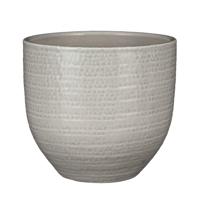 Plantenpot/bloempot Carrie - terracotta - lichtgrijs - flakes patroon - D20/H18 cm