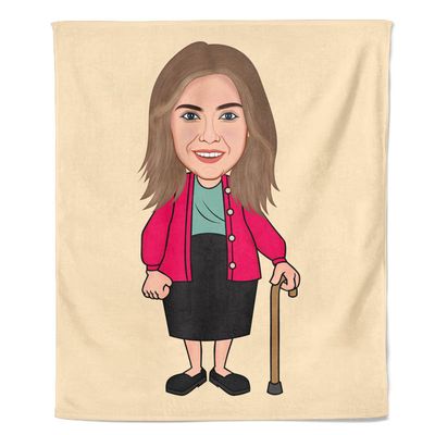 Cartoon Fleecedeken Old Woman - Pillow Buddies