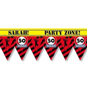 Versiering/decoratie 50 Sarah afzetlint vlaggetjes 12 meter   -