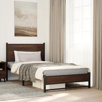 Bedframe zonder matras metaal bruin eikenkleurig 100x190 cm - thumbnail