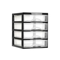 Plasticforte Ladeblokje/bureau organizer 4x lades - zwart/transparant - L18 x B21 x H23 cm - plastic - Ladeblok