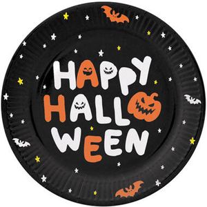 Halloween thema feest bord - 6x - pompoen print - papier - D23 cm