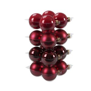 Othmar kerstballen - 16x st - rood/donkerrood - 8 cm - glas   -