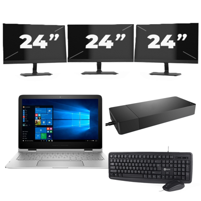 Lenovo Thinkpad E14 G2 - AMD Ryzen 5 4500U - 14 inch - 8GB RAM - 256GB SSD - Windows 11 Home + 3x 24 inch Monitor