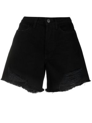3x1 short en jean à effet usé - Noir