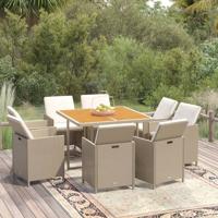9-delige Tuinset met kussens poly rattan beige
