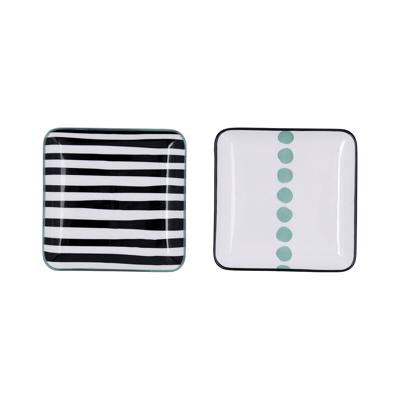 Snackdienblad Bidasoa Zigzag Multicolour Keramisch Vierkant 15 x 15 cm 2 Stuks