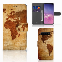 Samsung Galaxy S10 Flip Cover Wereldkaart