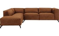 Goossens Bank Calvin cognac, micro leer, 3-zits, modern design met ligelement links