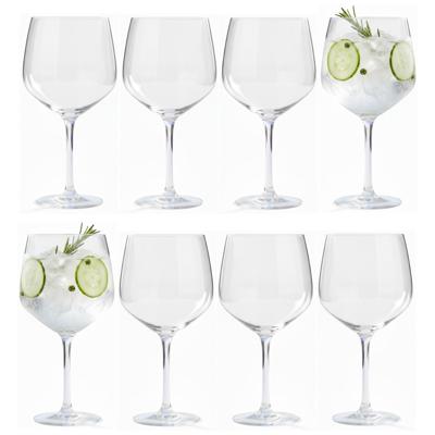 Gin Tonic glazen - 8x stuks - glas - 610 ml - met streep - gin tonic - cocktailglazen