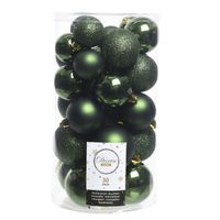 30x Kunststof kerstballen glanzend/mat/glitter donkergroen kerstboom versiering/decoratie   - - thumbnail