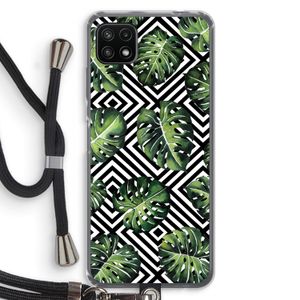Geometrische jungle: Samsung Galaxy A22 5G Transparant Hoesje met koord