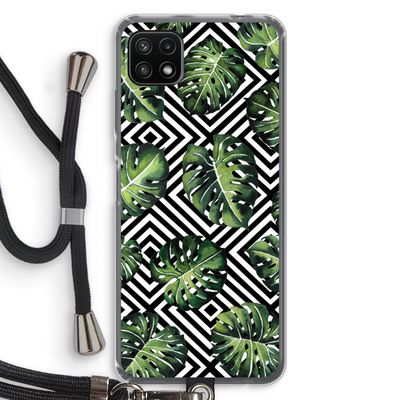 Geometrische jungle: Samsung Galaxy A22 5G Transparant Hoesje met koord