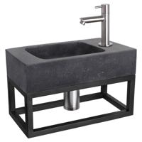 Differnz fonteinset bombai black - natuursteen - kraan recht - met handdoekrek - 40 x 22 x 9 cm - mat chroom Differnz fonteinset bombai black - natuursteen - kraan recht - met handdoekrek - 40 x 22 x 9 cm - mat chroom