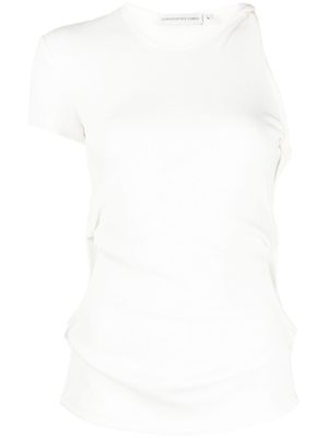 Christopher Esber t-shirt asymétrique à détail torsadé - Blanc
