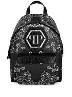 Philipp Plein sac à dos en cuir à plaque logo - Noir