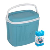 Koelbox met koelelementen - 32 liter - kunststof - blauw - 47 x 33 x 42 cm - Koelboxen - thumbnail