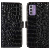 Nokia G42 Crocodile Series Wallet Leren Hoesje met RFID - Zwart