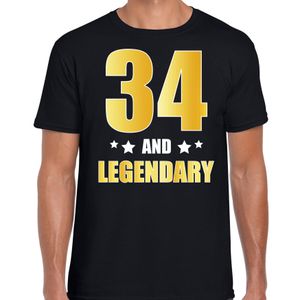 34 and legendary verjaardag cadeau t-shirt goud 34 jaar zwart voor heren