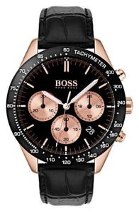 Boss Hugo Boss Heren chronograaf Talent zwart lederen bandhorloge 42 mm