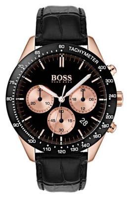 Boss Hugo Boss Heren chronograaf Talent zwart lederen bandhorloge 42 mm