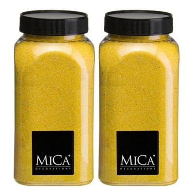 Mica Decorations decoratie zand - 2x - 650ml - geel - hobby zandkorrels - sierzand Mica Decorations decoratie zand - 2x - 650ml - geel - hobby zandkorrels - sierzand