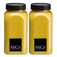 Mica Decorations decoratie zand - 2x - 650ml - geel - hobby zandkorrels - sierzand