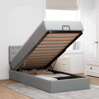 Ottoman bed met matras en LED's 100x200 cm stof lichtgrijs
