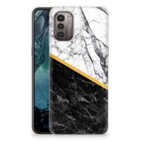 Nokia G21 | G11 | TPU | Siliconen hoesje | Marmer Wit Zwart - Origineel Cadeau Man Nokia G21 | G11 | TPU | Siliconen hoesje | Marmer Wit Zwart - Origineel Cadeau Man