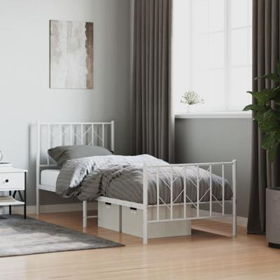 Bedframe met hoofd- en voeteneinde metaal wit 80x200 cm