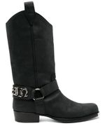 Philipp Plein bottes en cuir à logo - Noir - thumbnail